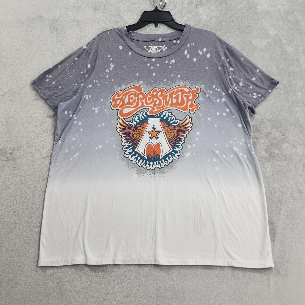 Aerosmithβ Shirt Womens 1X Gray Graphic Band Tee Short Sleeve Casual Plus Size